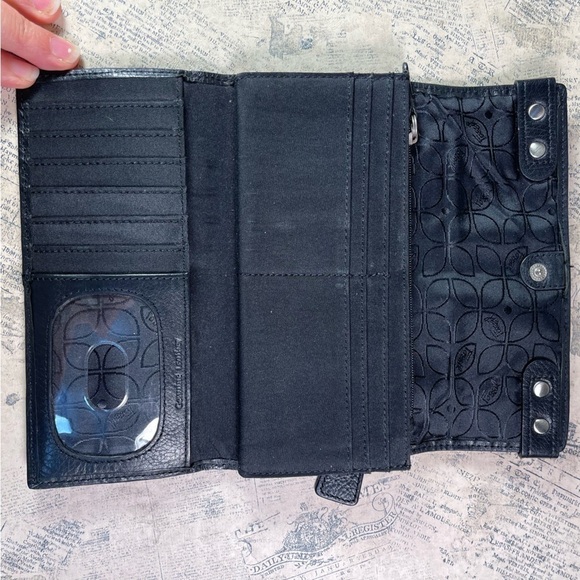 Fossil trifold black leather wallet organizer - Picture 7 of 11